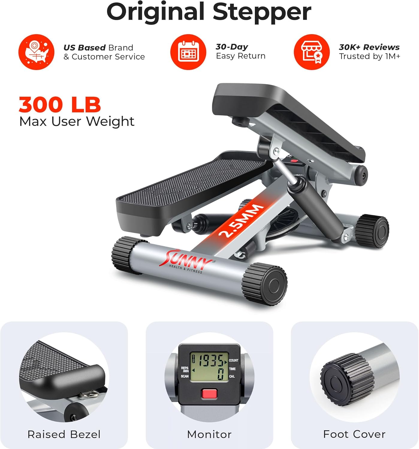 Sunny Health & Fitness Mini Stepper for Exercise at Home
